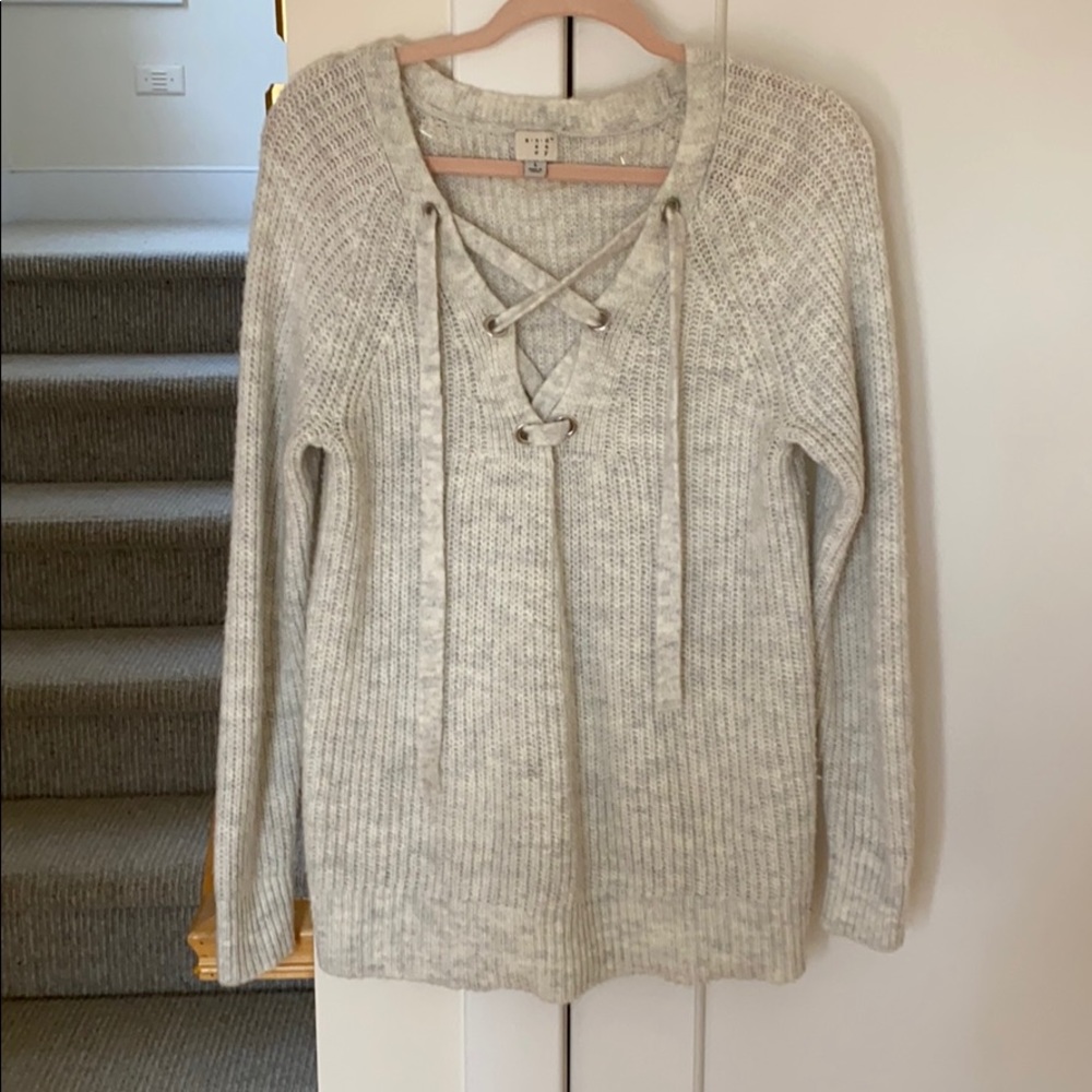 EUC a new day sweater with tie up neckline